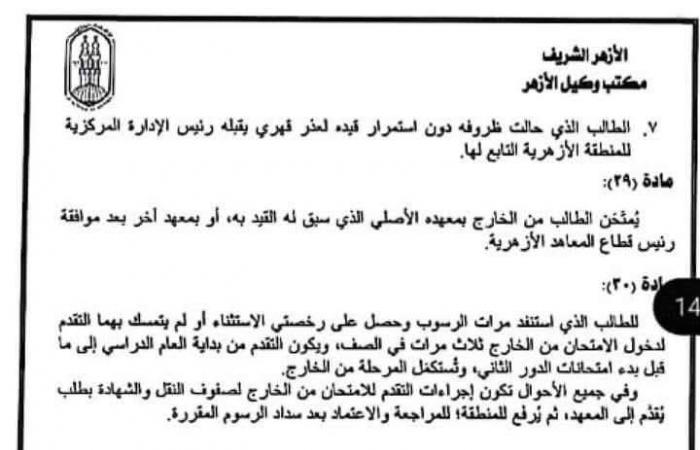 كل ما يتعلق بضوابط العمل في المعاهد الأزهرية .. ما يخص الطلاب والأساتذة - خليج نيوز