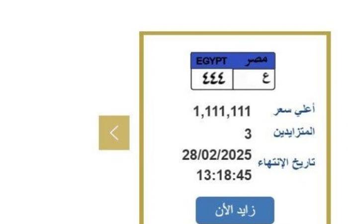 سعرها تخطى الـ «مليون جنيه».. التزايد على لوحة سيارة مميزة ينتهي غدًا - خليج نيوز