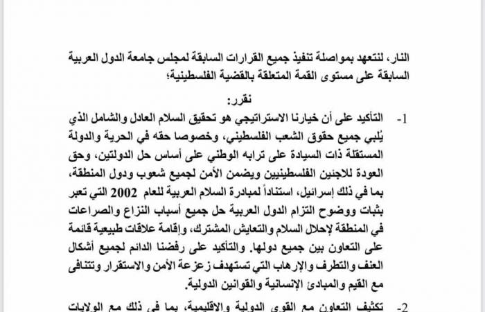 الرئيس السيسي يعلن اعتماد البيان الختامى للقمة العربية وخطة مصر لإعمار غزة - خليج نيوز