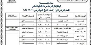 جدول امتحانات الصف الثالث الإعدادي 2025 الترم الأول في 27 محافظة - خليج نيوز