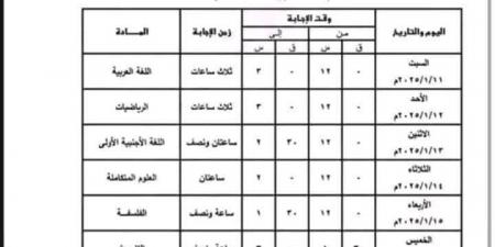 جدول امتحانات نصف العام 2025 لجميع المحافظات خليج نيوز