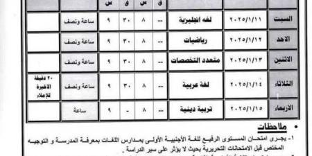 جدول امتحانات المرحلة الابتدائية والإعدادية بأسيوط - خليج نيوز