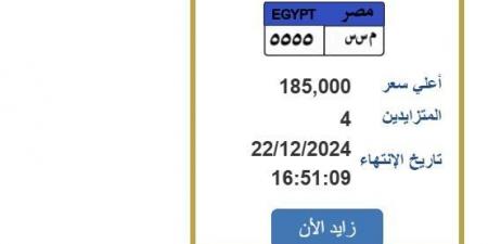 بـ 185 ألف جنيه.. «المرور» تطرح التزايد على لوحة سيارة مميزة - خليج نيوز