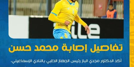 الإسماعيلي يكشف تفاصيل إصابة محمد حسن أمام الزمالك