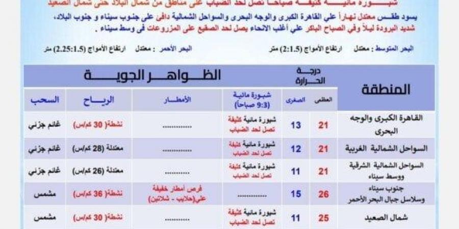 «احذرِ الشبورة».. بيان عاجل من الأرصاد بشأن حالة الطقس اليوم الخميس 16 يناير 2025 - خليج نيوز