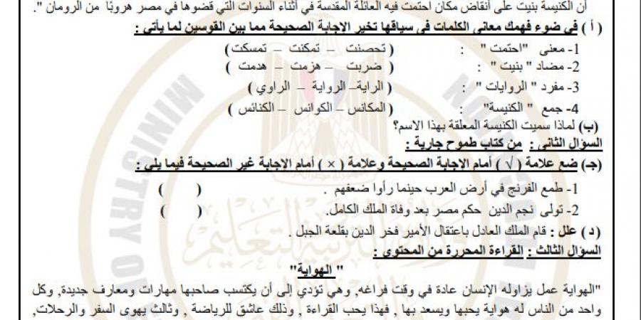 مراجعة شاملة لامتحان اللغة العربية للصف الثالث الإعدادي الفصل الأول 2025 خليج نيوز