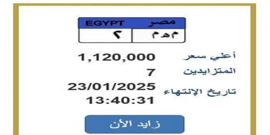 وصل سعرها لـ مليون و120 ألف جنيه.. التزايد يشتعل على لوحة سيارة مميزة «تفاصيل» - خليج نيوز